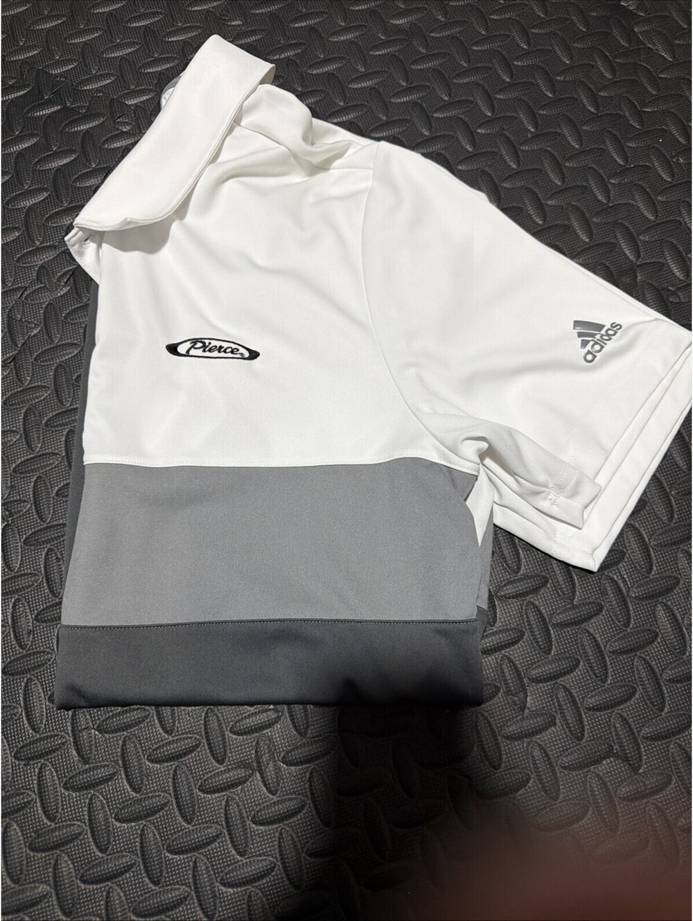 Adidas Golf Polo Shirt Mens Large White Gray Pierce Logo Performance - Picture 9 of 9